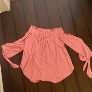 Off-the shoulder pink top